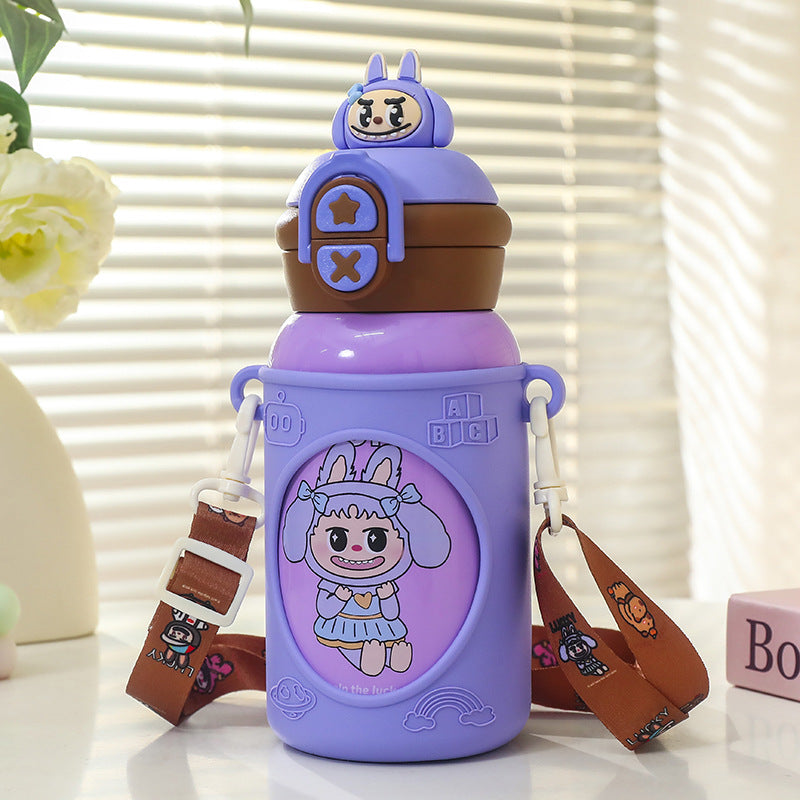 Women Insulated Drinking Bottle with Unique Animal Design and Practical Carry Strap Bowlift