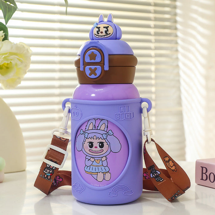 Women Insulated Drinking Bottle with Unique Animal Design and Practical Carry Strap Bowlift