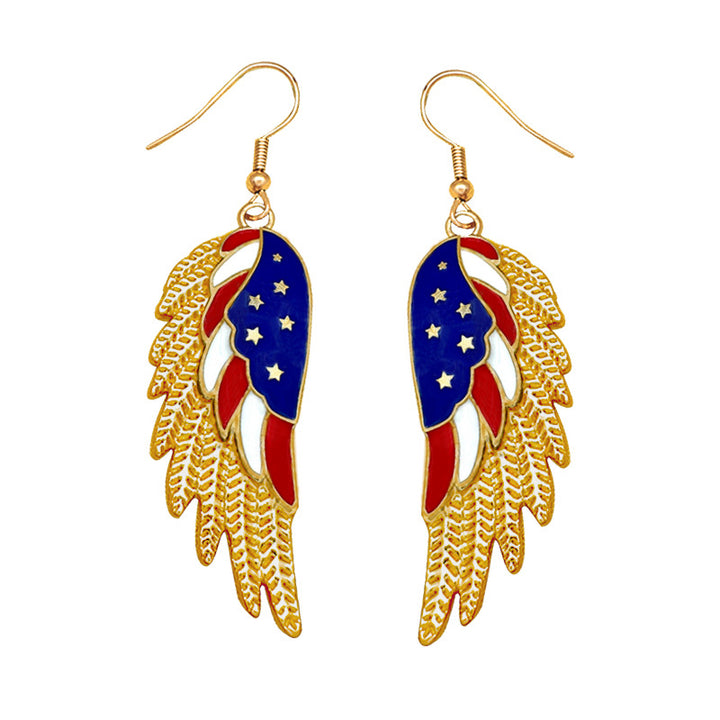 Women's stud earrings wing design enamel with star motif and fine alloy Bowlift