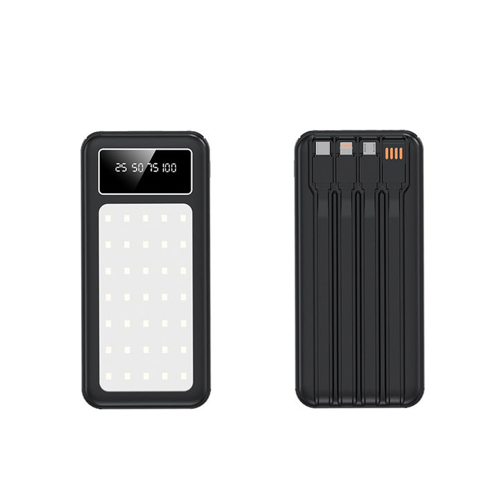 Portable power bank with digital power display and integrated cable system Bowlift
