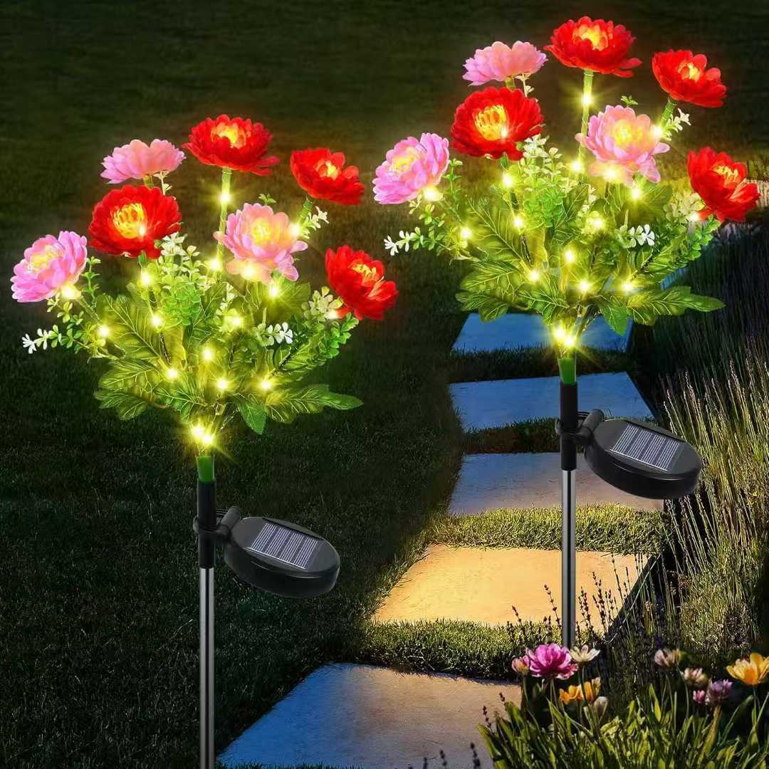 Solar Garden Stake Artificial Flower LED Pathway Decor Bowlift