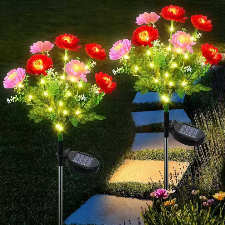 Solar Garden Stake Artificial Flower LED Pathway Decor Bowlift