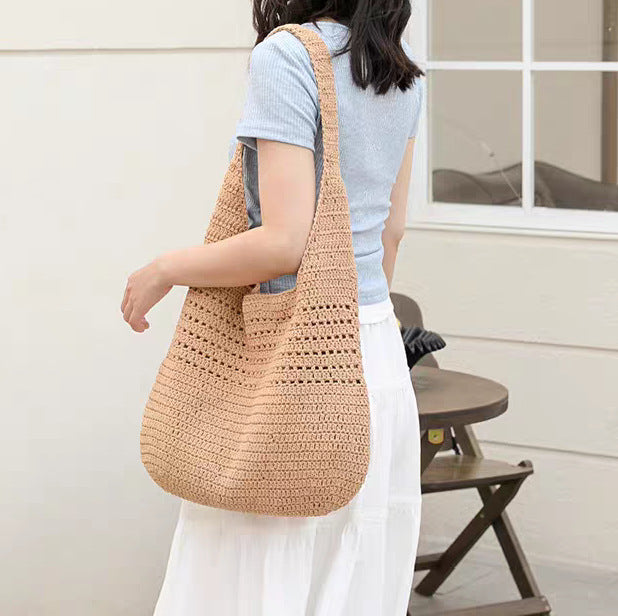 Handbag Made of Hand-Crocheted Natural Material Bowlift