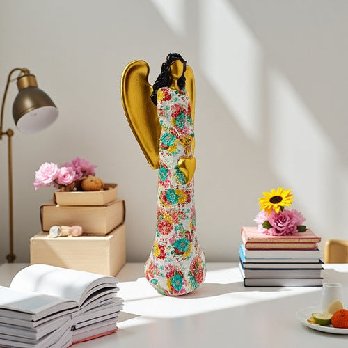 Engel Statue with Flower Pattern Bowlift