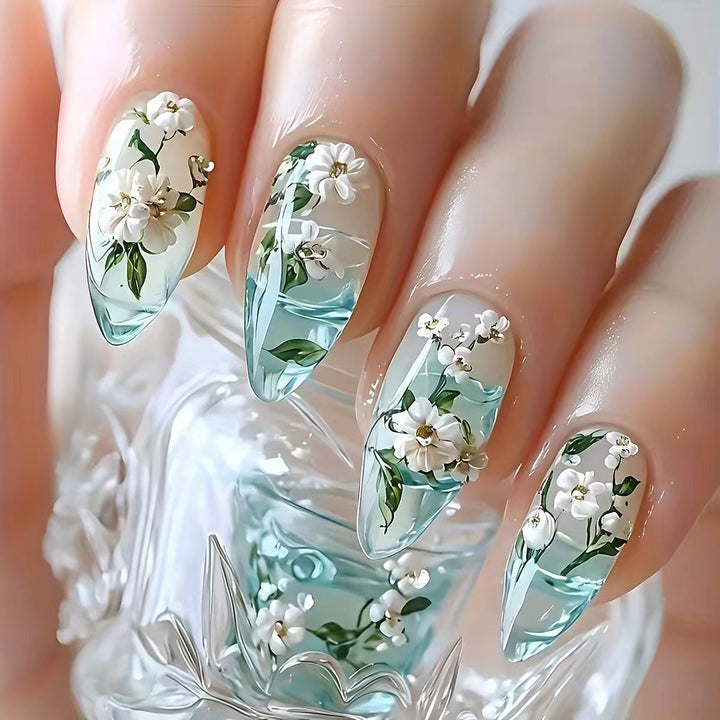 Floral Elegant Acrylic Nail Art Bowlift