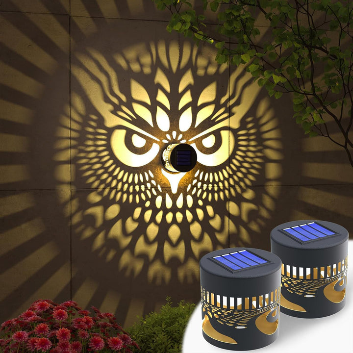 Outdoor Mandala Solar Projection Wall Lights With Patterned Metal Casing And Automatic Dusk-To-Dawn Sensor Bowlift