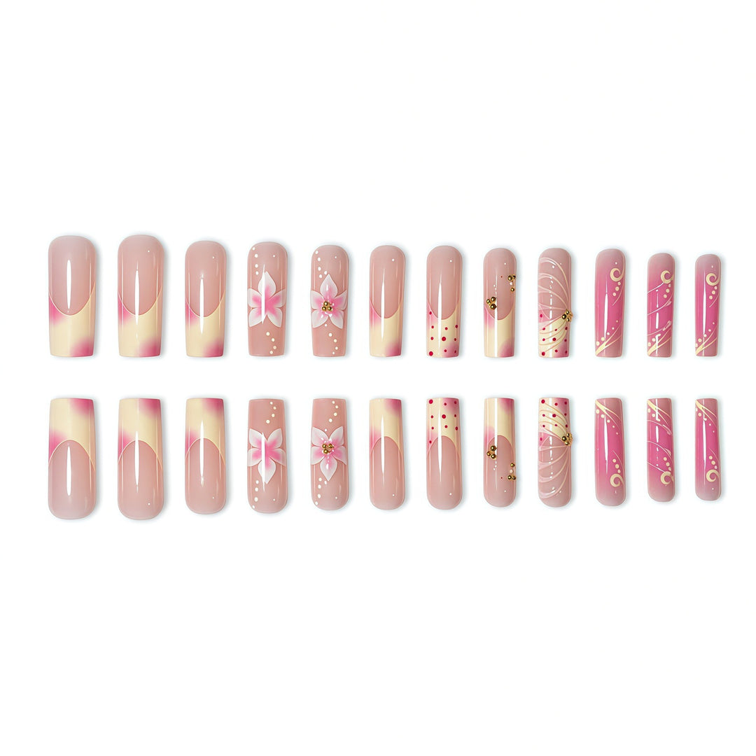 Floral Art Acrylic Nail Extensions Bowlift