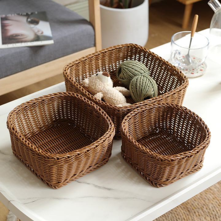 Unisex Rectangular Storage Basket with Sturdy Woven Bowlift