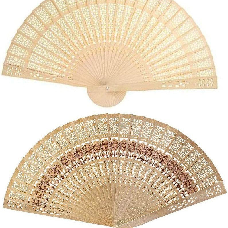 Ladies decorative hand fan made of high-quality wood with intricate cut-out work Bowlift