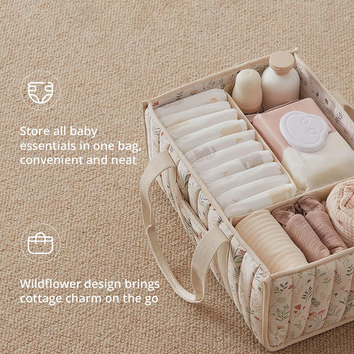 Storage basket with carrying handles and elegant floral pattern Bowlift