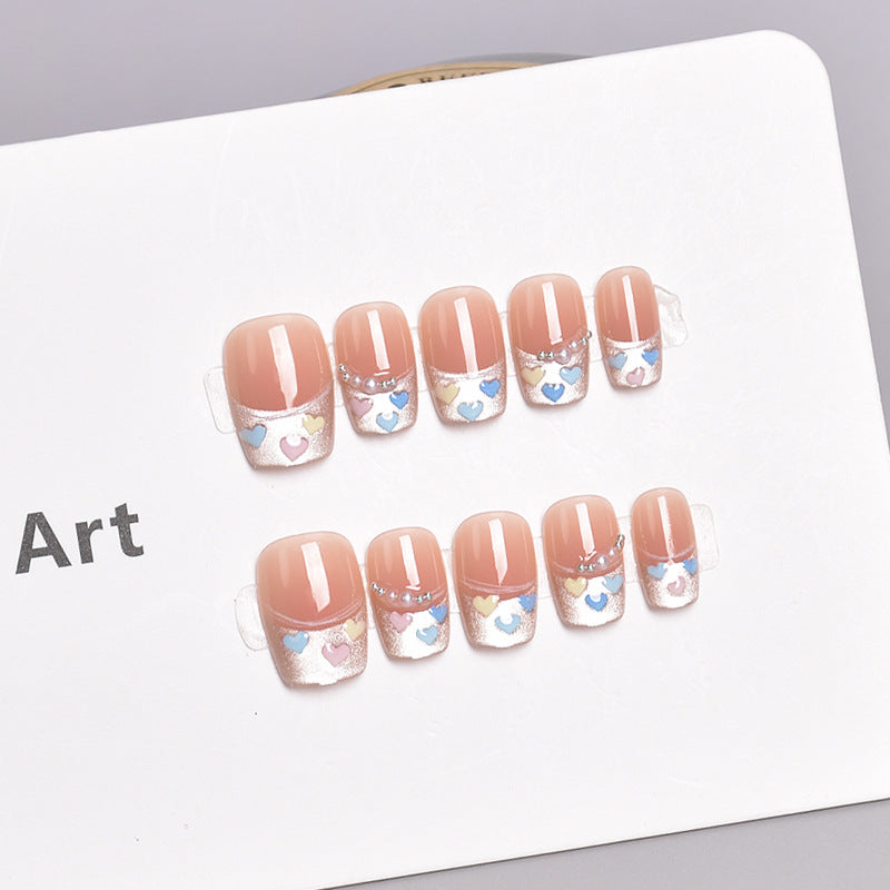 Glamorous Heart-Themed Press-On Nail Set Bowlift