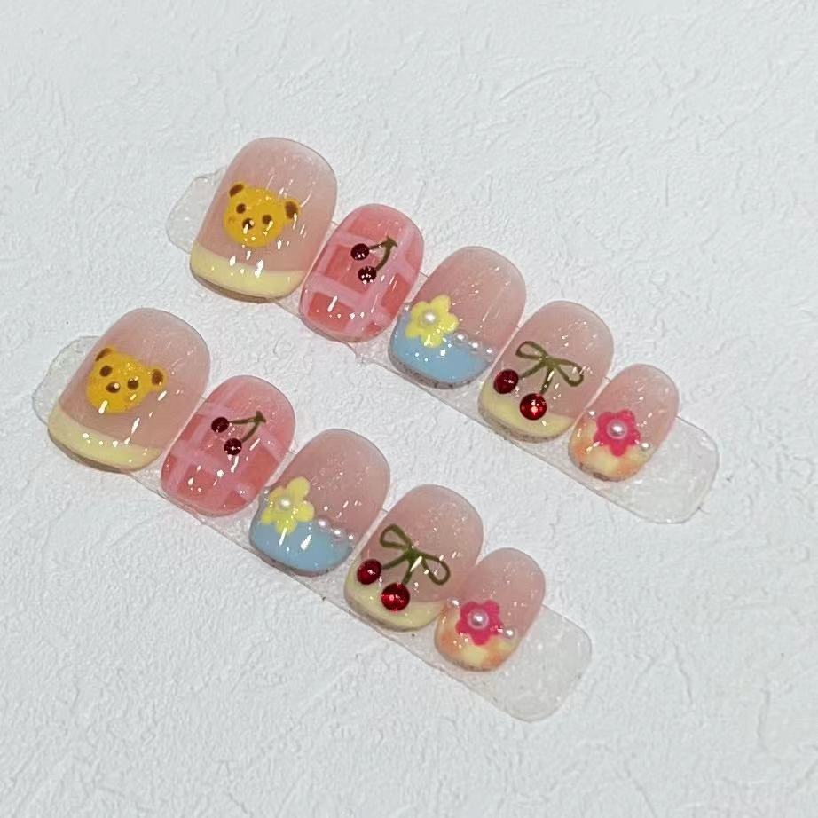 Whimsical Character Design Press-On Nail Set Bowlift