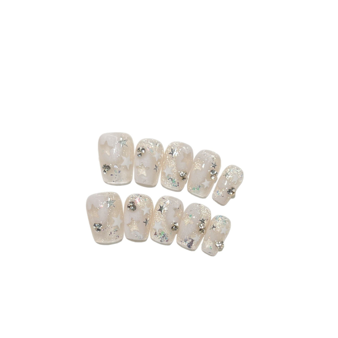 Decorative Star-Accent Press-On Nail Set Bowlift