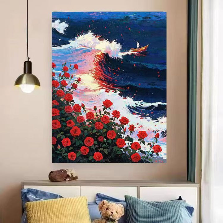 Heart and Floral Swirl Canvas Artwork Bowlift