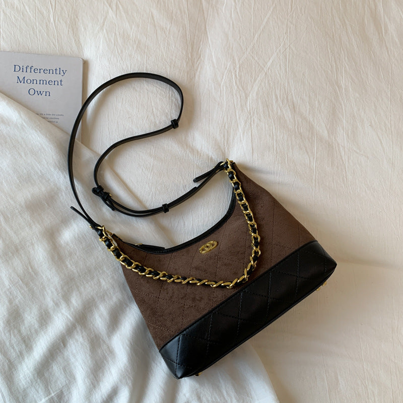 Quilted Suede Shoulder Bag Bowlift
