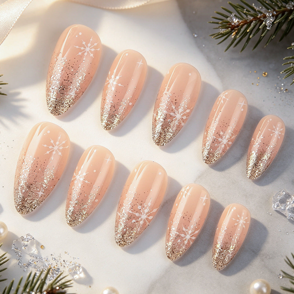 Snowflake Glitter Gel Nail Art Bowlift