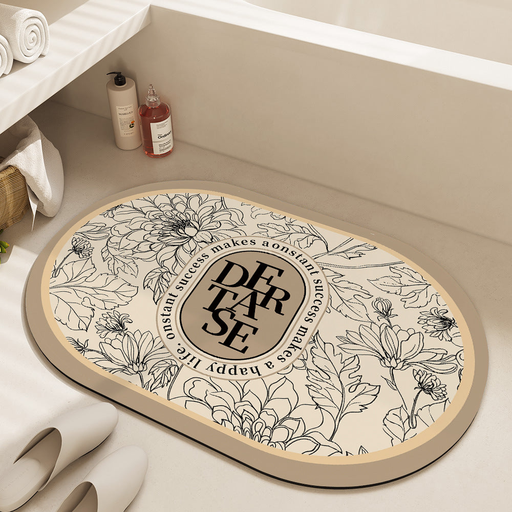 Floral Patterned Bath Mat Bowlift