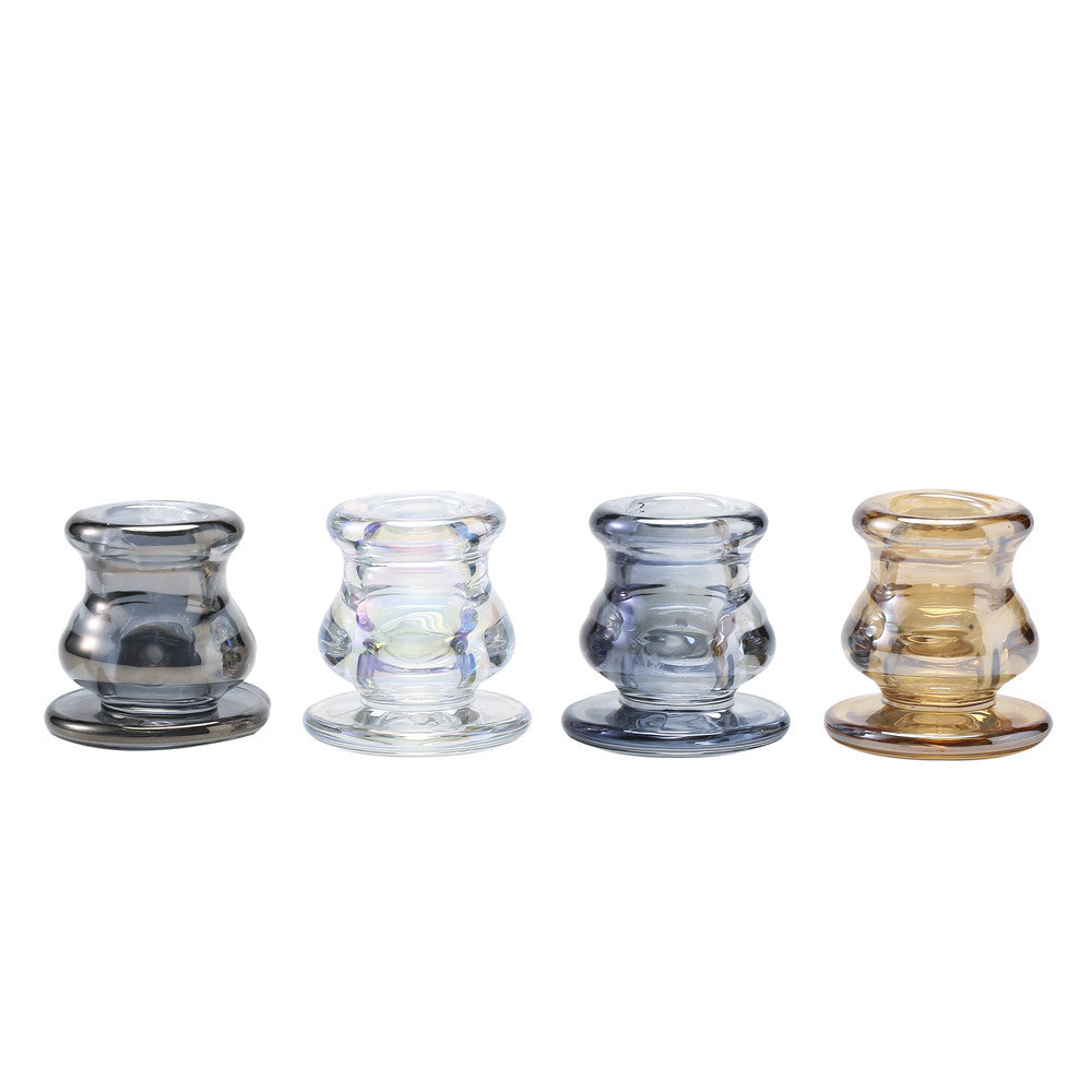 Glass Taper Candle Holder with Curved Weighted Base Bowlift