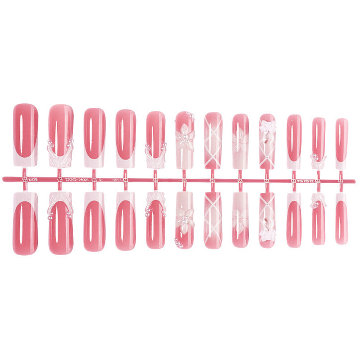 Elegant Press-On Nail Collection with Floral Accents Bowlift