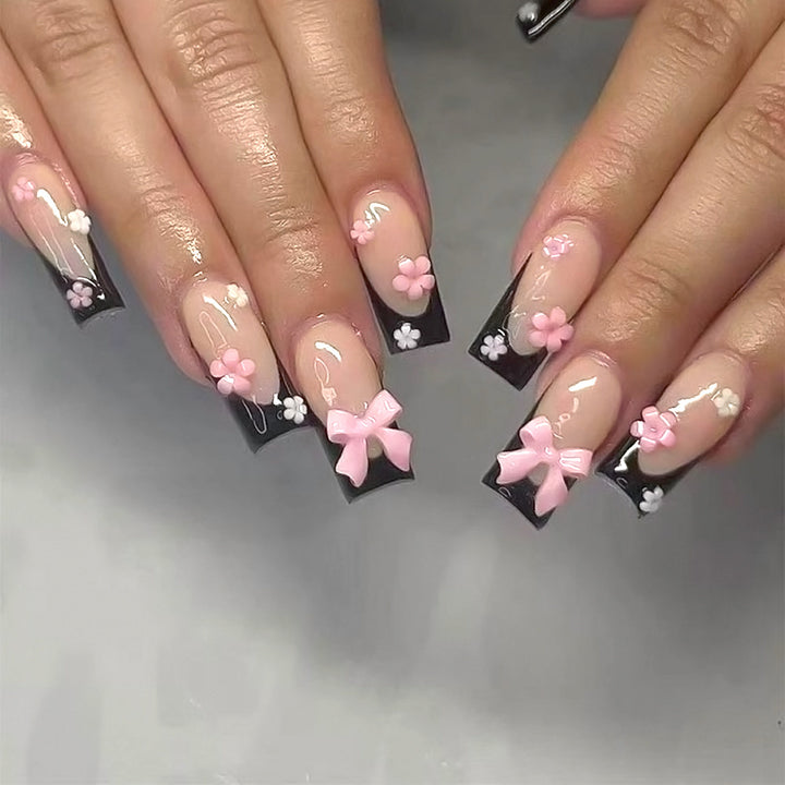Decorative Floral Press-On Nail Art Set Bowlift