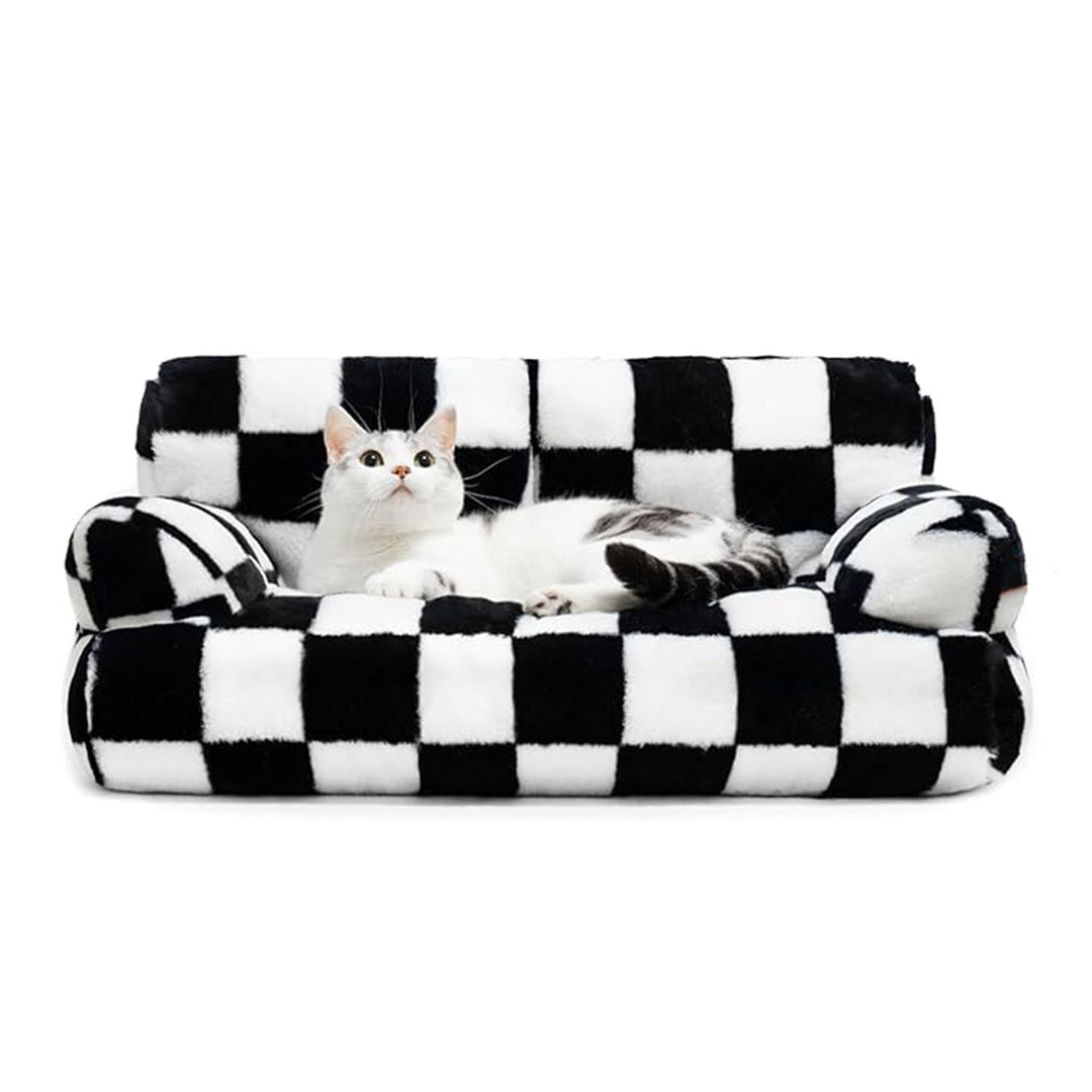 Checkerboard Pattern Plush  Sofa  Dog Bed
