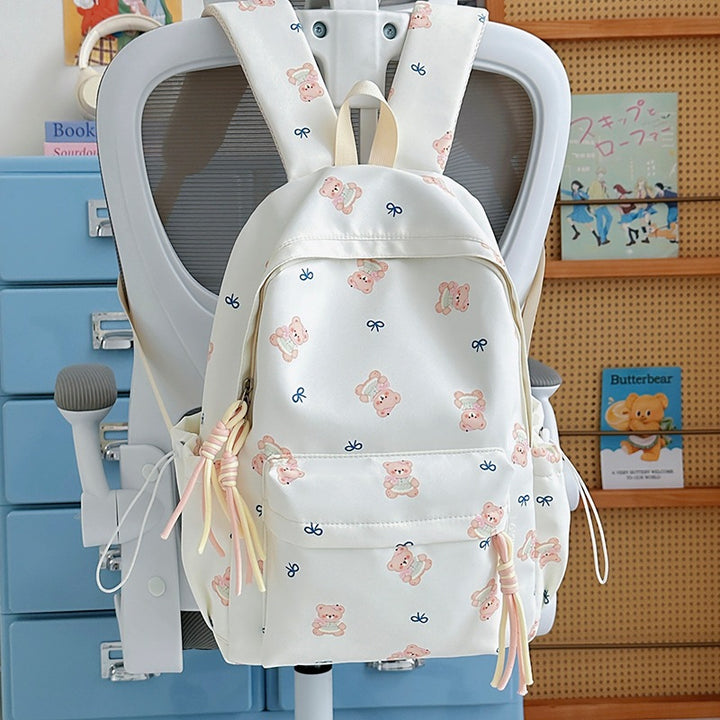 Cute Bear-Print School Backpack Bowlift