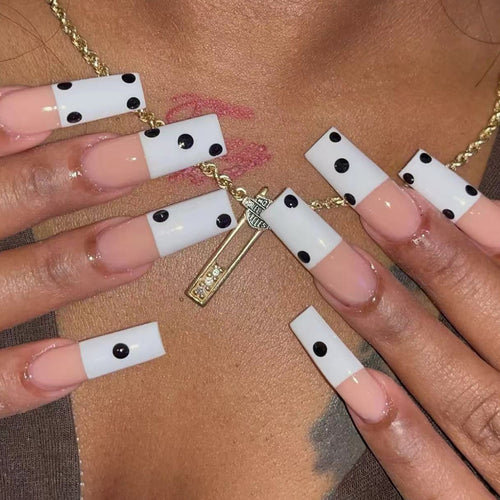 Chic Polka Dot Acrylic Press-On Nails Bowlift