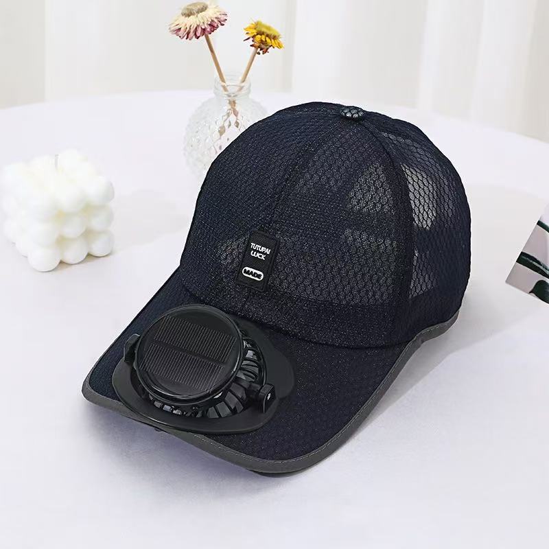 Solar-powered Fan Cap with integrated fan and breathable mesh Bowlift
