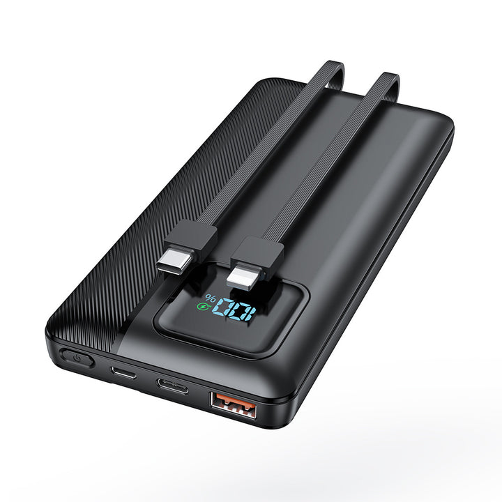 Powerbank with Integrated Charging Cables and Digital Display Bowlift