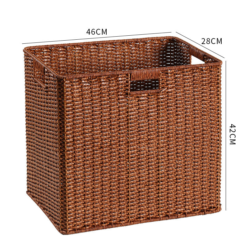 Large Woven Storage Bin with Ergonomic Cutout Handles Bowlift