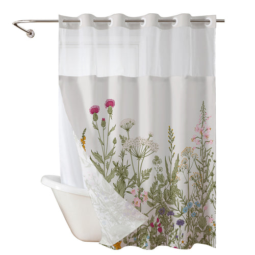Elegant Floral Print Shower Curtain Bowlift