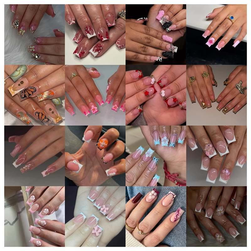 Artistic Press-On Nail Set with Premium Embellishments Bowlift