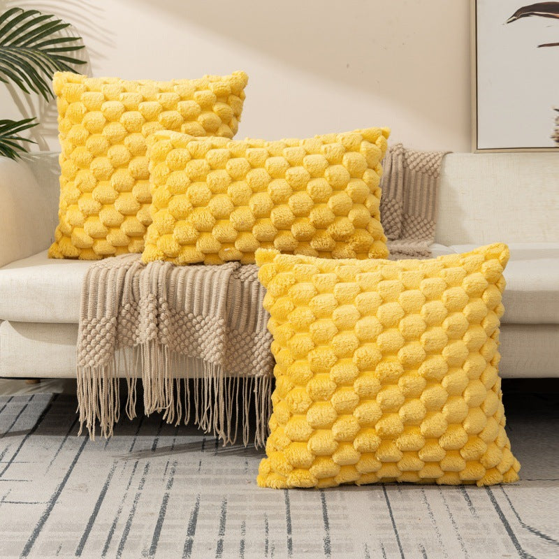 Plush Honeycomb Textured Throw Pillow Cover Set Bowlift