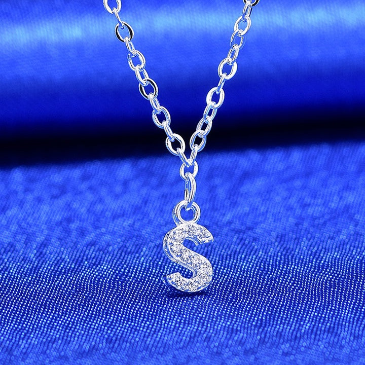 Dainty Pavé Cubic Zirconia Initial A Pendant Necklace Silver-Tone Chain Bowlift