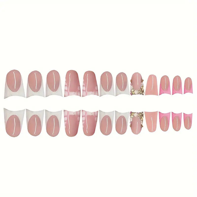 Glamorous 3D Crystal-Accented Press-On Nail Set Bowlift