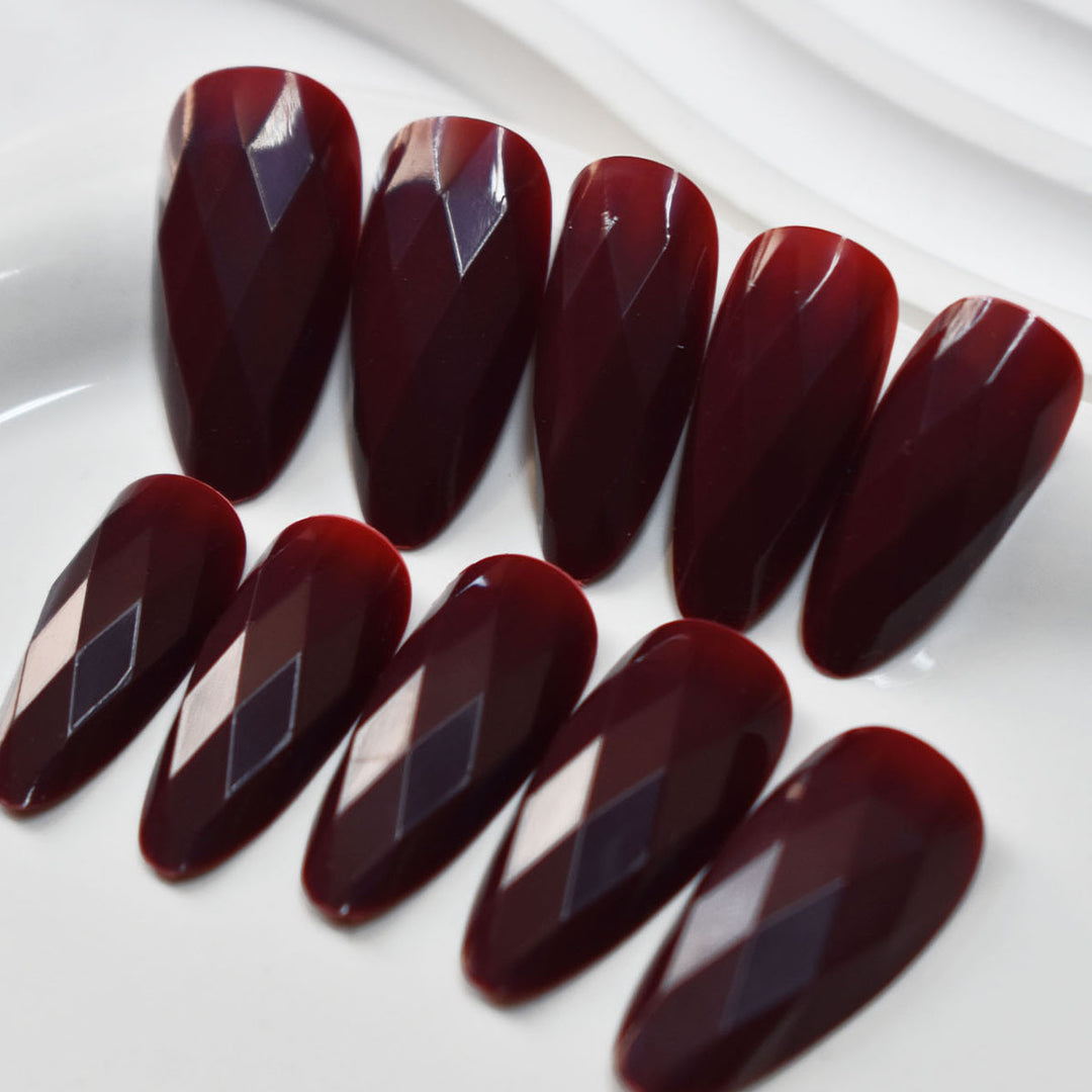 Premium Glossy Diamond-Shaped Press-On Nails Bowlift