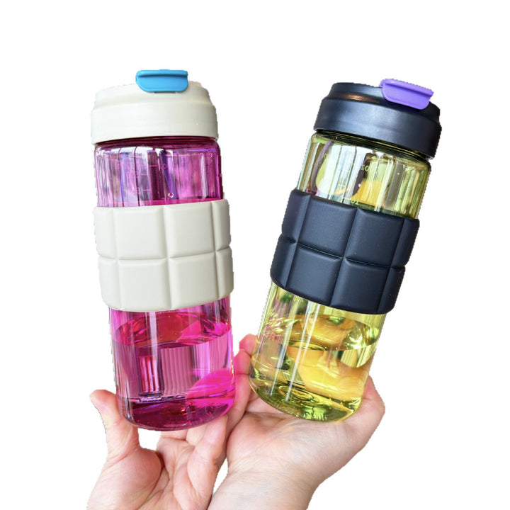 Women's transparent drinking bottle with non-slip silicone coating Bowlift