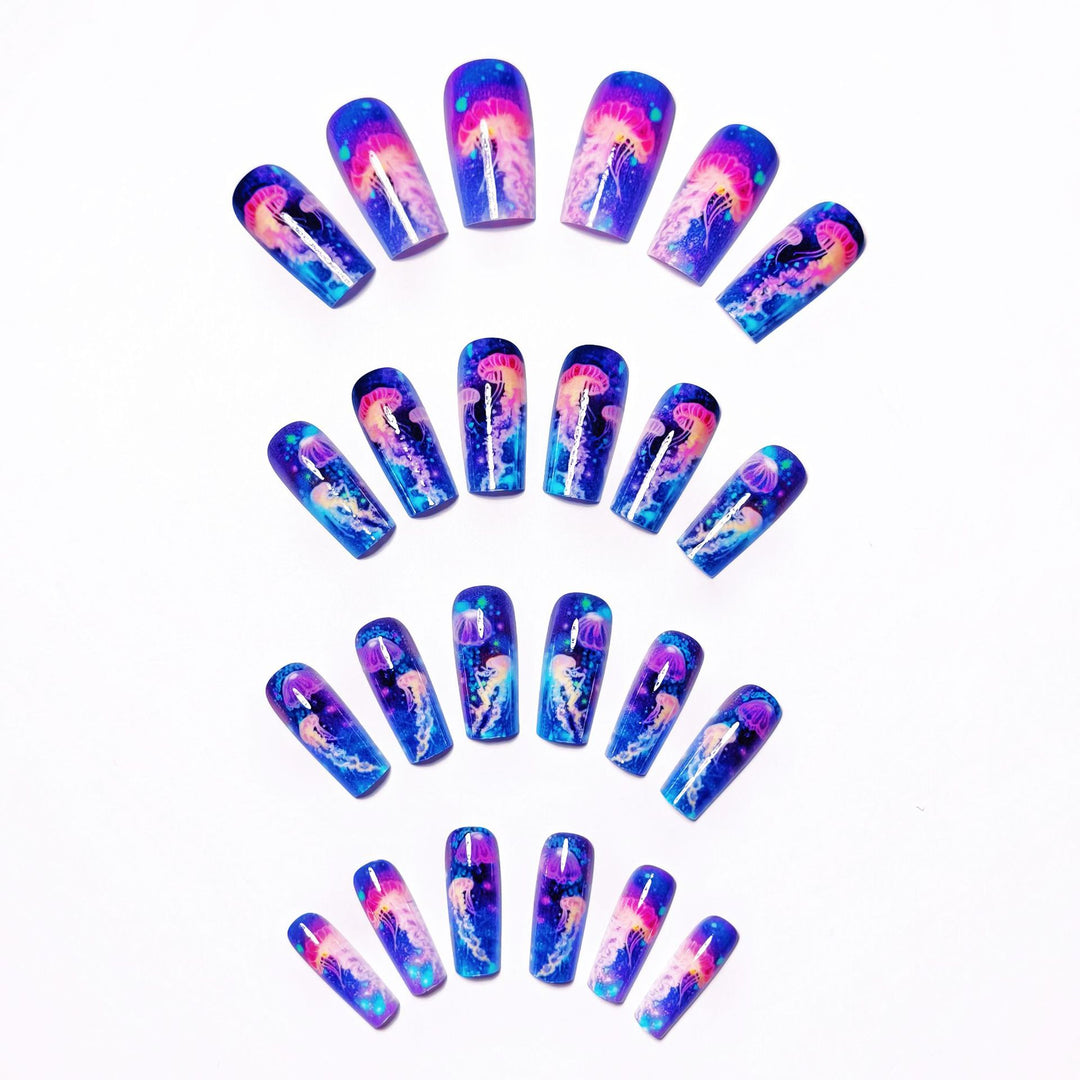 Gel Nail Art Design with Luminescent Jellyfish Bowlift