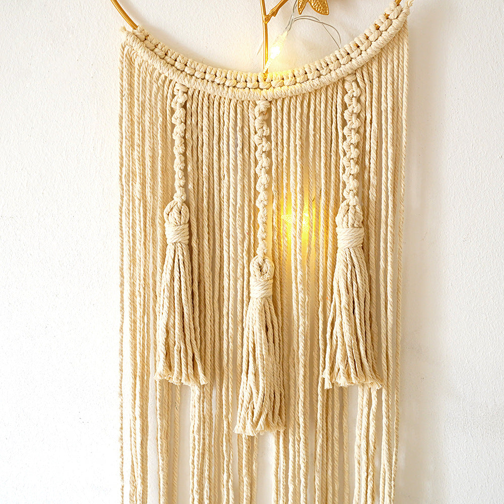 Macrame Wall Hanging Art with Leaf Design Bowlift