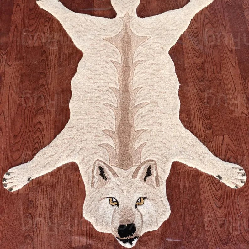 Plush Wolf-Shaped Carpet