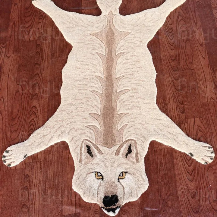Plush Wolf-Shaped Carpet