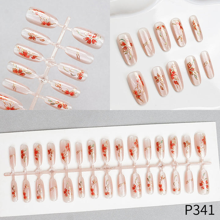 Floral Design Press-On Nail Set Bowlift
