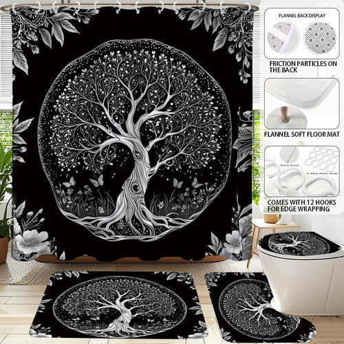 Artistic Tree Design Bathroom Set Bowlift