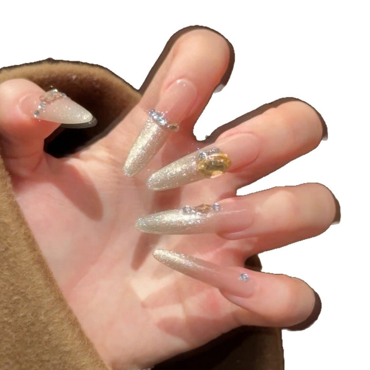 Elegant Glittery Press-On Nail Extensions Bowlift