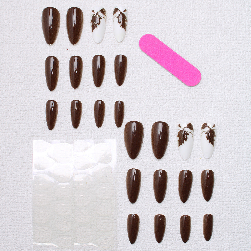 Artistic Leaf-Designed Press-On Nails Bowlift