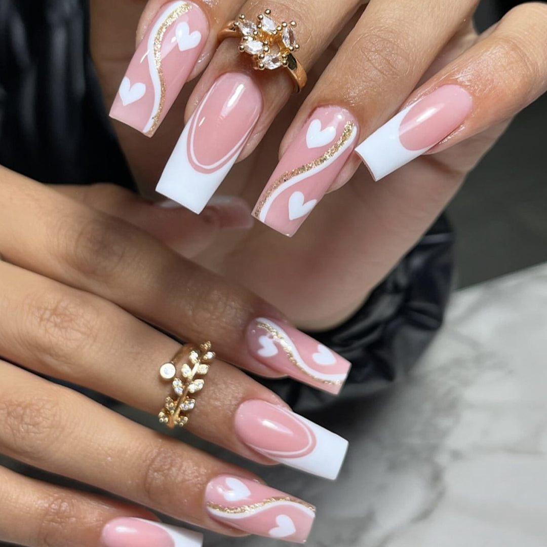Decorative Heart-Accent Nail Art Extensions Bowlift