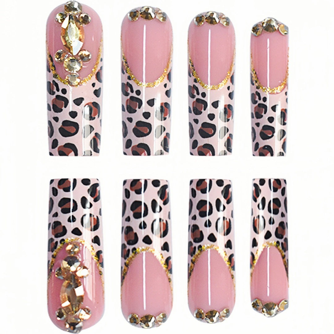 Elegant Leopard Print Press-On Nail Extensions Bowlift