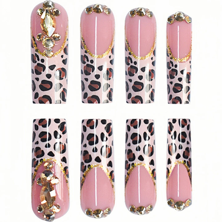 Elegant Leopard Print Press-On Nail Extensions Bowlift