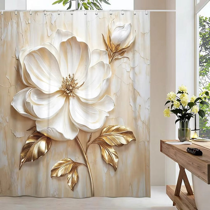 Floral Embossed Shower Curtain Bowlift