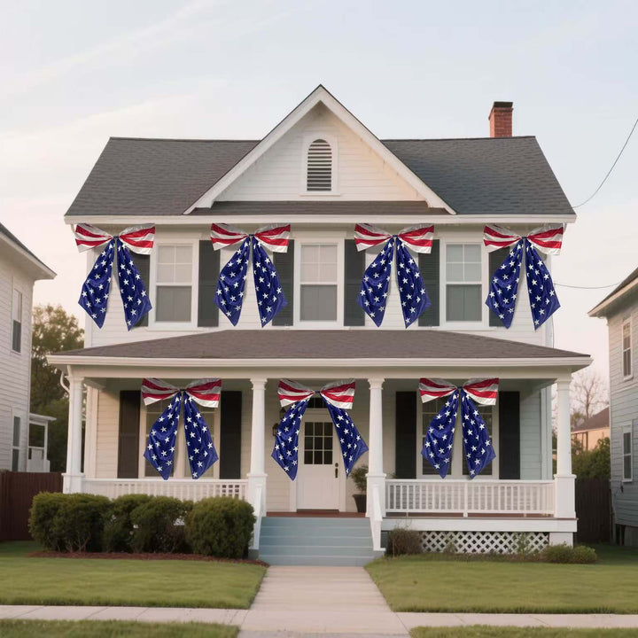 Unisex nan extra large decorative bow with long flag tail, integrated hanging loop, and weatherproof polyester Bowlift